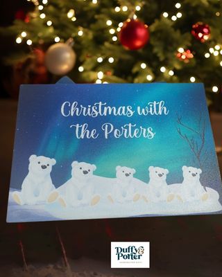 Personalised Polar Bear Family Christmas sign