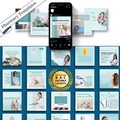 200 Pharmacy/ Health Templates Bundle - Resources for Pharmacists, Drug Store Owners, Vitamin Shops, Entrepreneurs, Influencers, and small businesses - Social Media 200 Pharmacy/ Health Templates Bundle - Resources for Pharmacists, Drug Store Owners, Vitamin Shops, Entrepreneurs, Influencers, and small businesses - Social Media