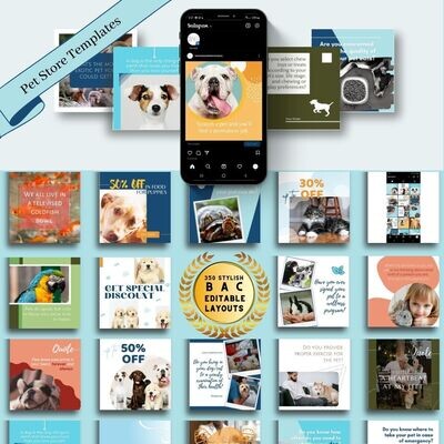 350 Pet Store Template Bundle - Resources for Pet Store Owners, Entrepreneurs, Influencers, and small businesses - Social Media