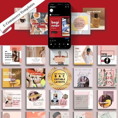 200 E-Commerce Template Bundle Resources for Entrepreneurs, Influencers, and small businesses - Social Media