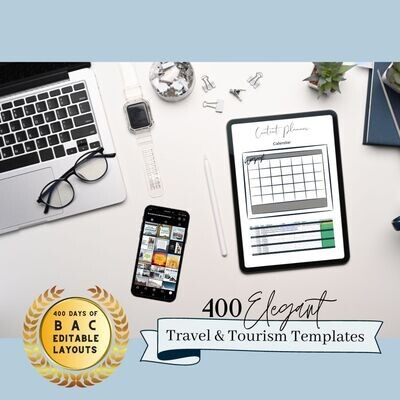 400 Travel & Tourism Template Bundle - Resources for Entrepreneurs, Influencers, and small businesses - Social Media