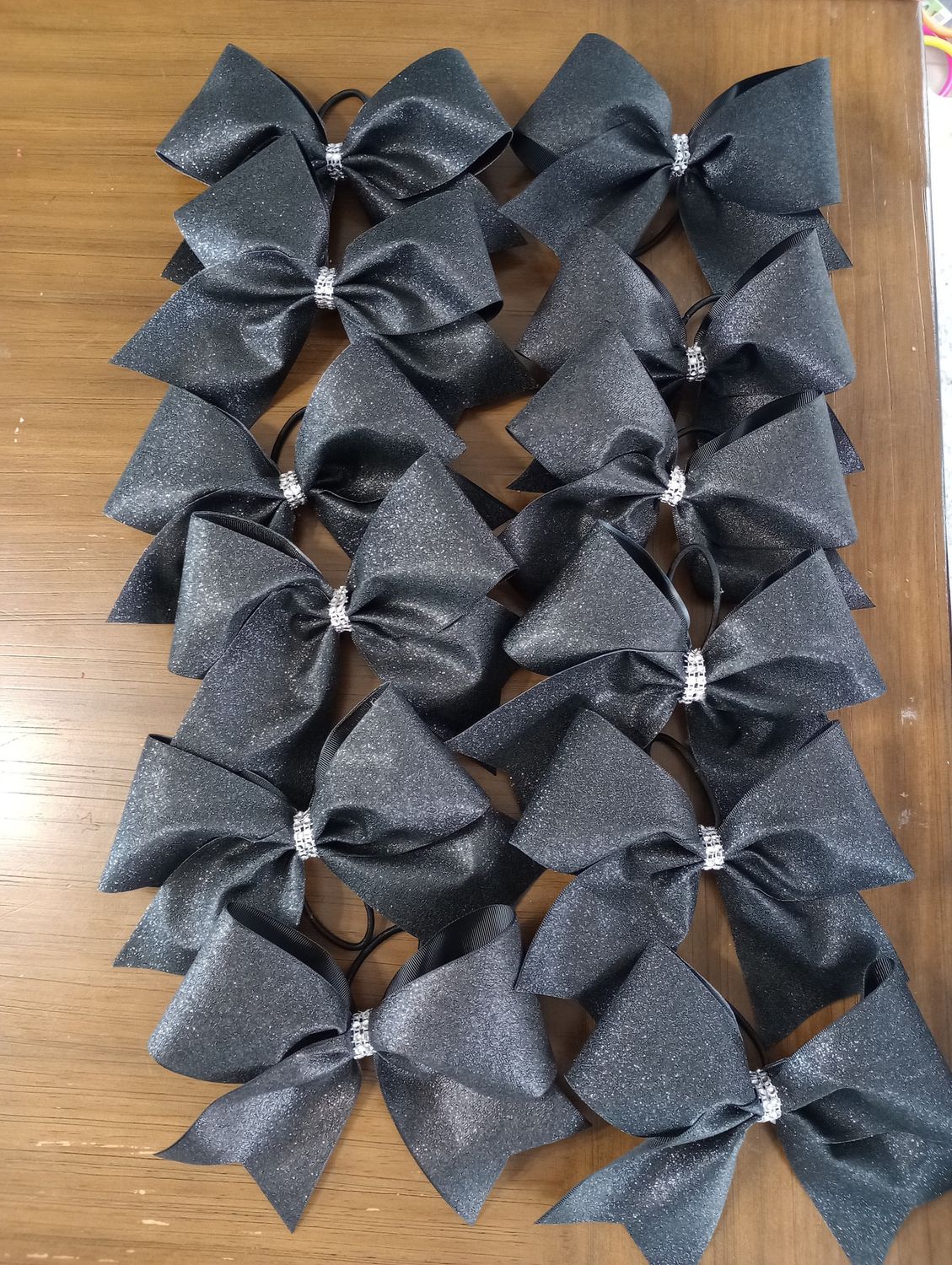 Black Glitter Game Day Cheer Bows