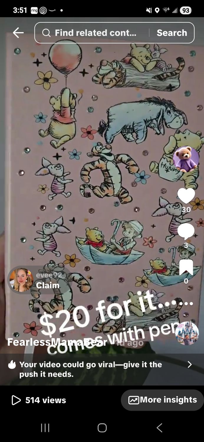 Pooh pink book claimed!