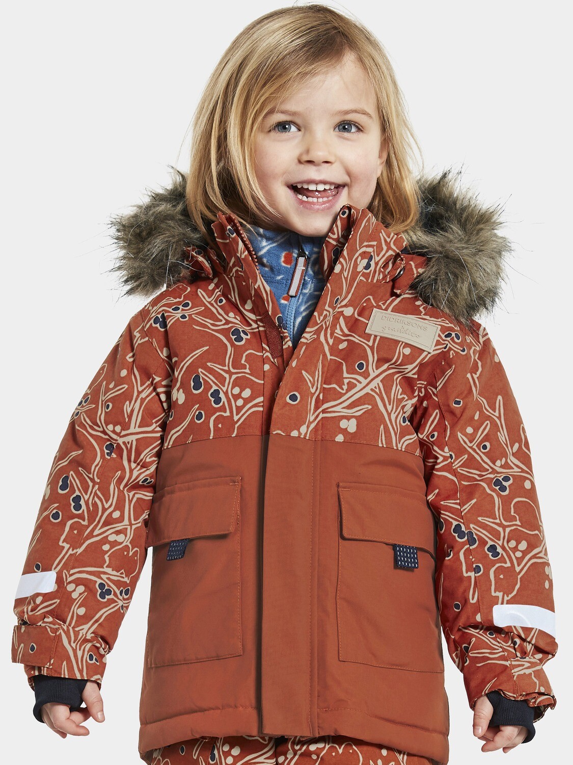 Куртка детская POLARBJORNEN PR (506 снегири на оранжевом)