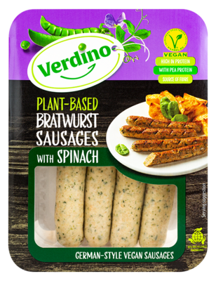 Verdino Plant-Based BratWurst Sausages with spinach 200g