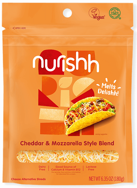Nurishh Cheddar &amp; Mozzarella Style Shreds 150g