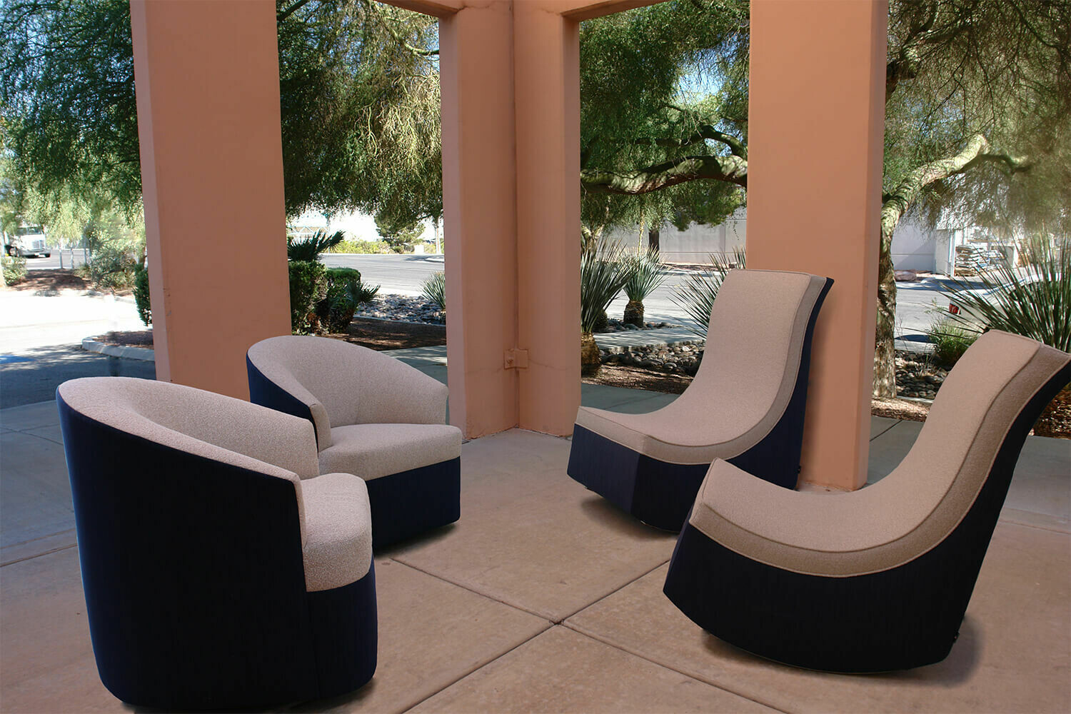 Resort Style 4 piece Chair Set-2 Rocking Lounge Chairs & 2 Swivel Chairs