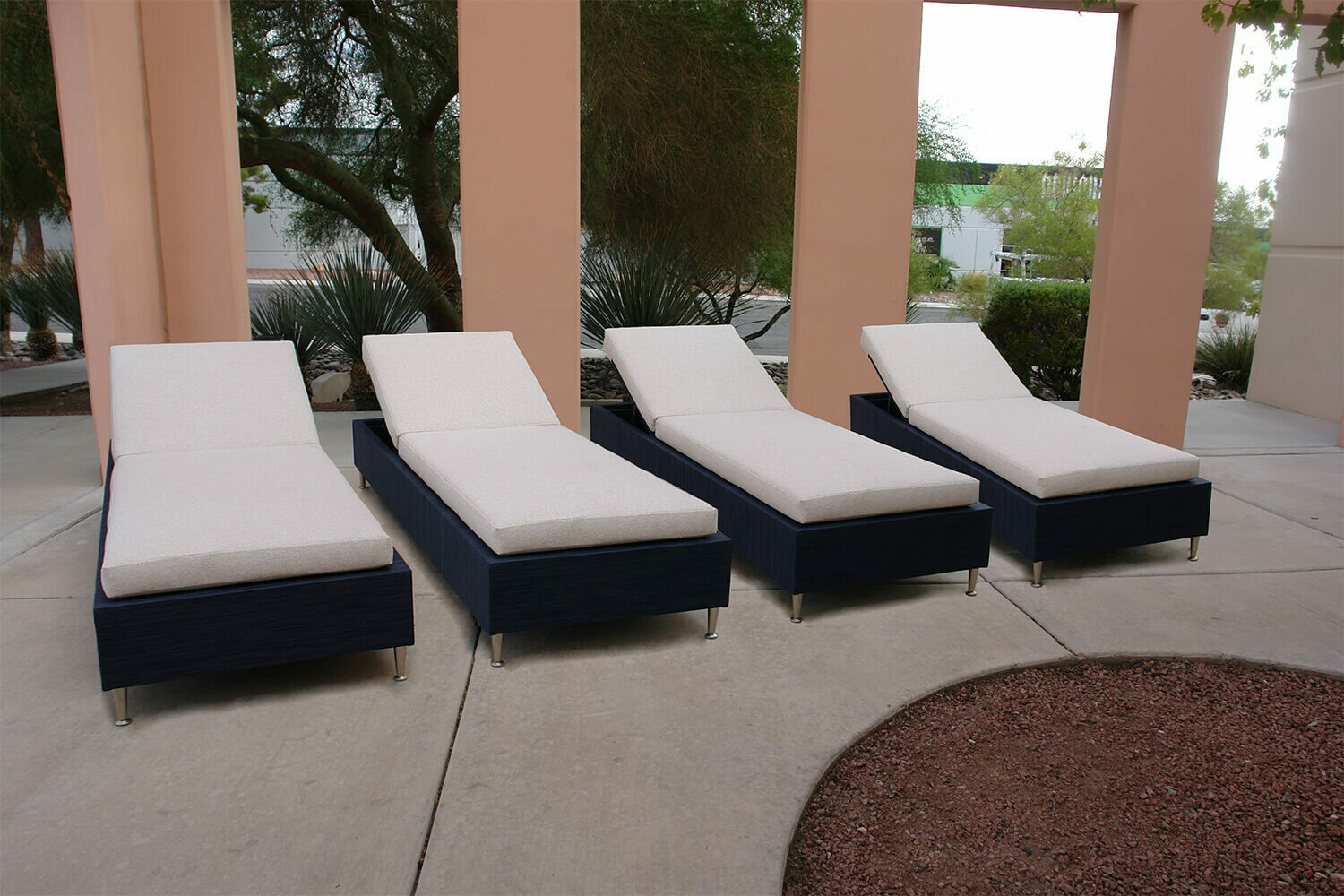 Resort Style 4 Piece Lounging Set-4 Adjustable Daybeds with Tight Seated Cushions