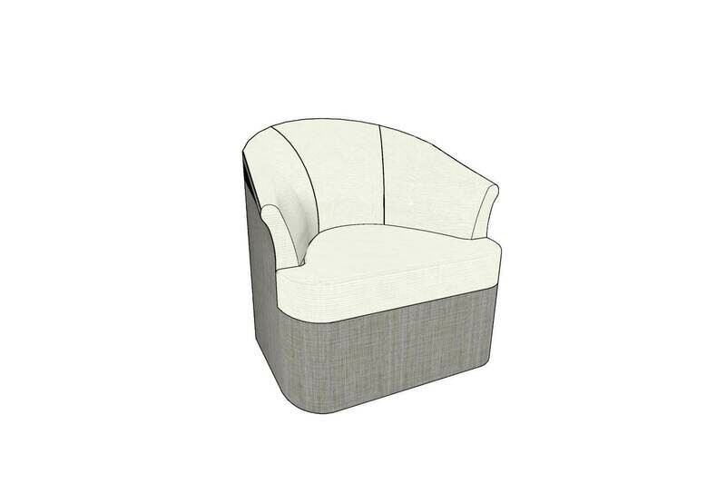 Resort Style Swivel Chair, Cushion Fabric: Sailing Salt, Base Fabric: Augustine Pewter