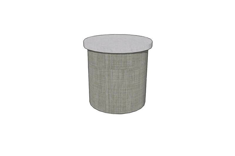 Resort Style Round Concrete Accent Table/Ottoman, Base Fabric: Augustine Pewter