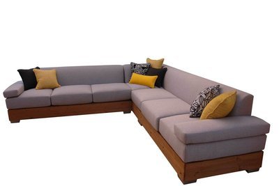 Sectional With Wood Base