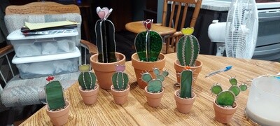 Stained Glass Cactus in a Terra Cotta Pot - Morning Session (June)