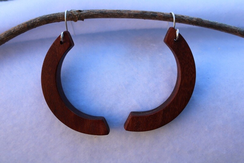Boucles d'oreilles demi-créoles ARIZONA en acajou