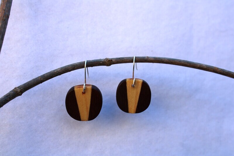 Boucles d'oreilles MATHILDA en Bois exotique & Pin doré