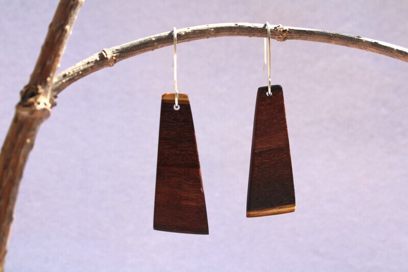 Boucles d'oreilles ROSA Pin doré & Bois exotique