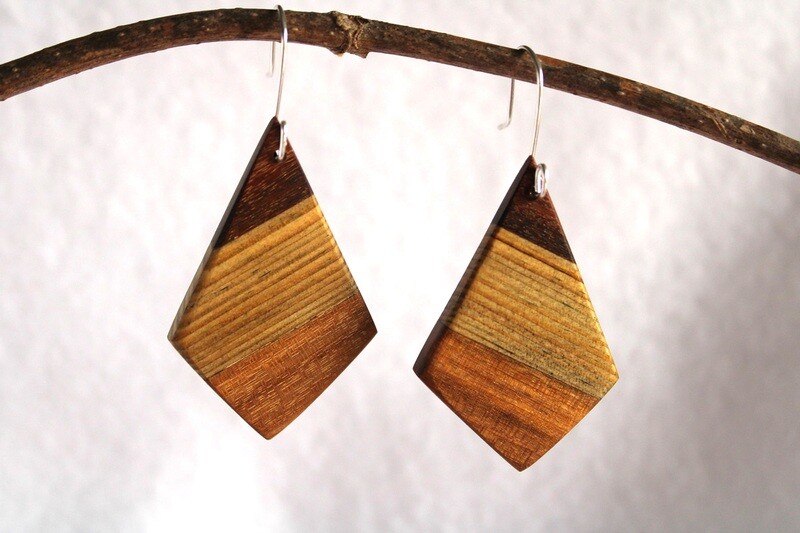 Boucles d'oreilles TARA Pin doré & Bois exotique