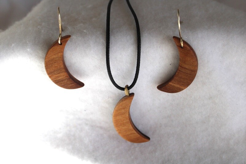 Parure AELIE boucles d'oreilles et pendentif en acacia