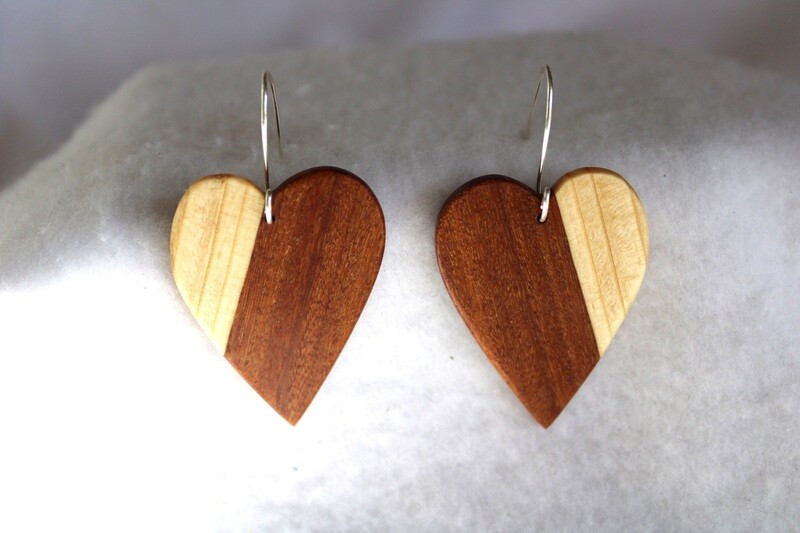 Boucles d'oreilles Alizia en pin et bois et bois exotique