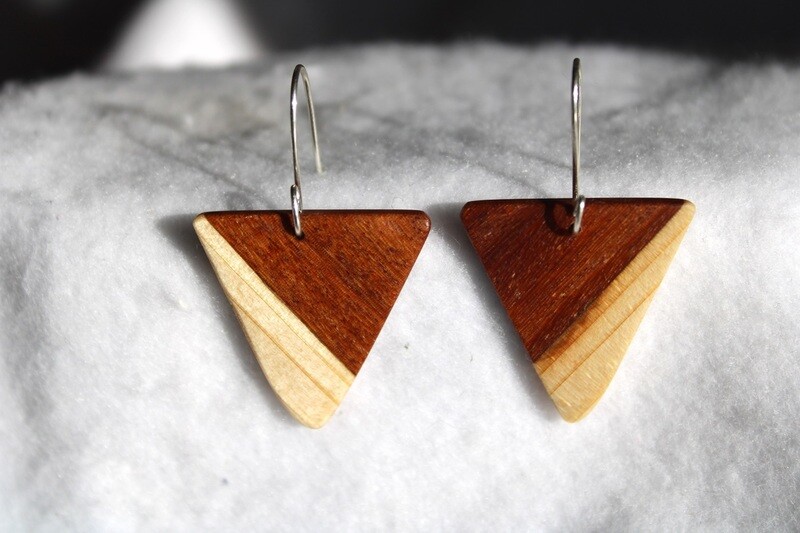 Boucles d'oreilles GINA en pin et bois exotique