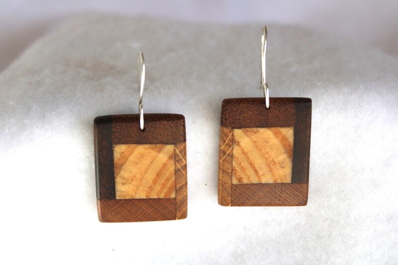 boucles d'oreilles KALI en chêne & pin & noyer & bois exotique
