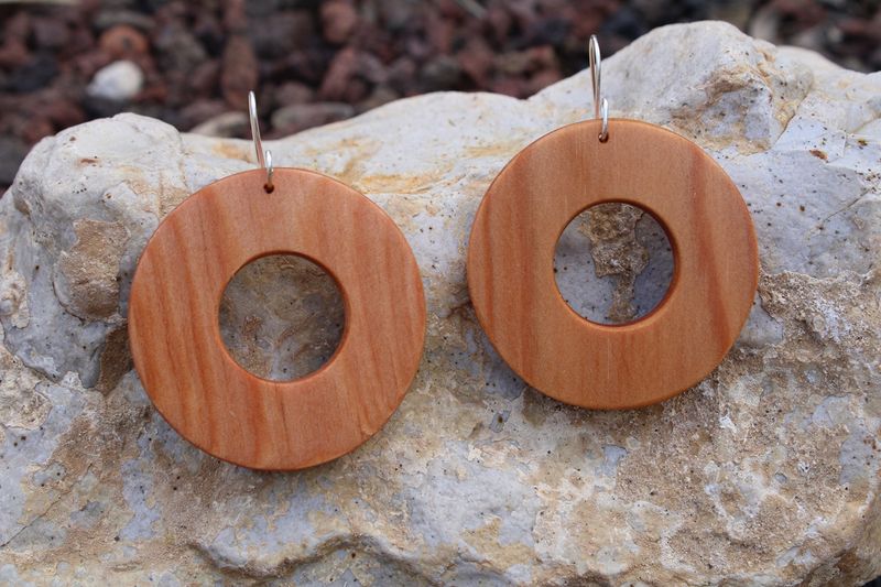 Boucles d'oreilles créoles TINA en pin douglas