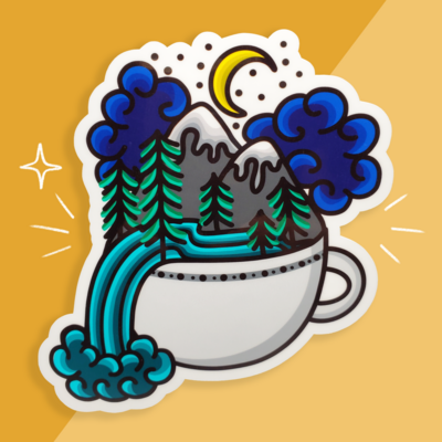 Cup of Colorado Mountains Sticker