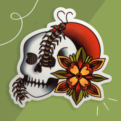 Skull and Centipede Sticker