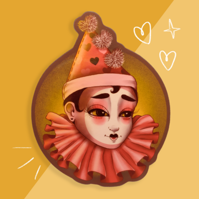 Valentine Inspired Clown Sticker