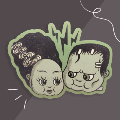 Vintage Frankenstein and Bride Sticker