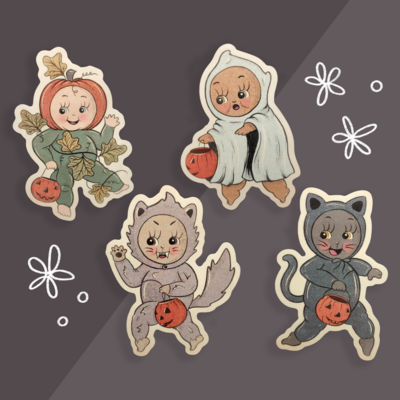 Vintage Halloween Kewpies Sticker Pack