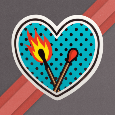 Blue Heart Matchstick Sticker
