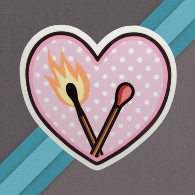 Pink Heart Matchstick Sticker
