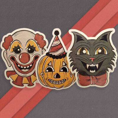 Vintage Halloween Creatures Sticker Pack