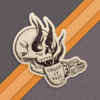 Vintage Skull with Coffee Sticker