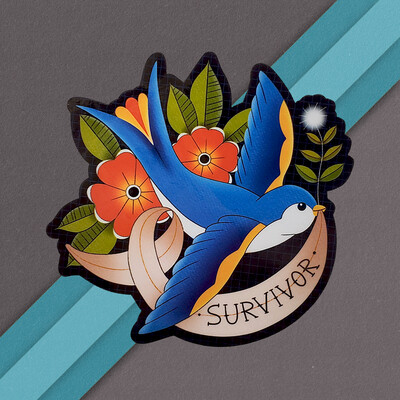 Cancer Survivor Sparrow Sticker