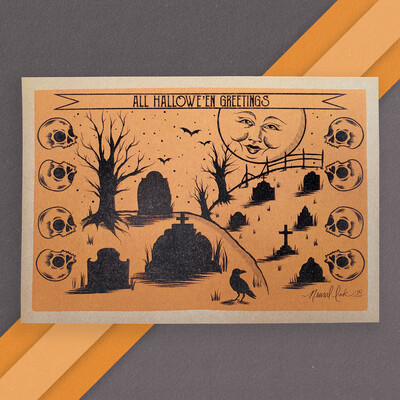 Vintage Halloween Cemetery Art Print