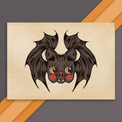 Halloween Kewpie Bat Art Print
