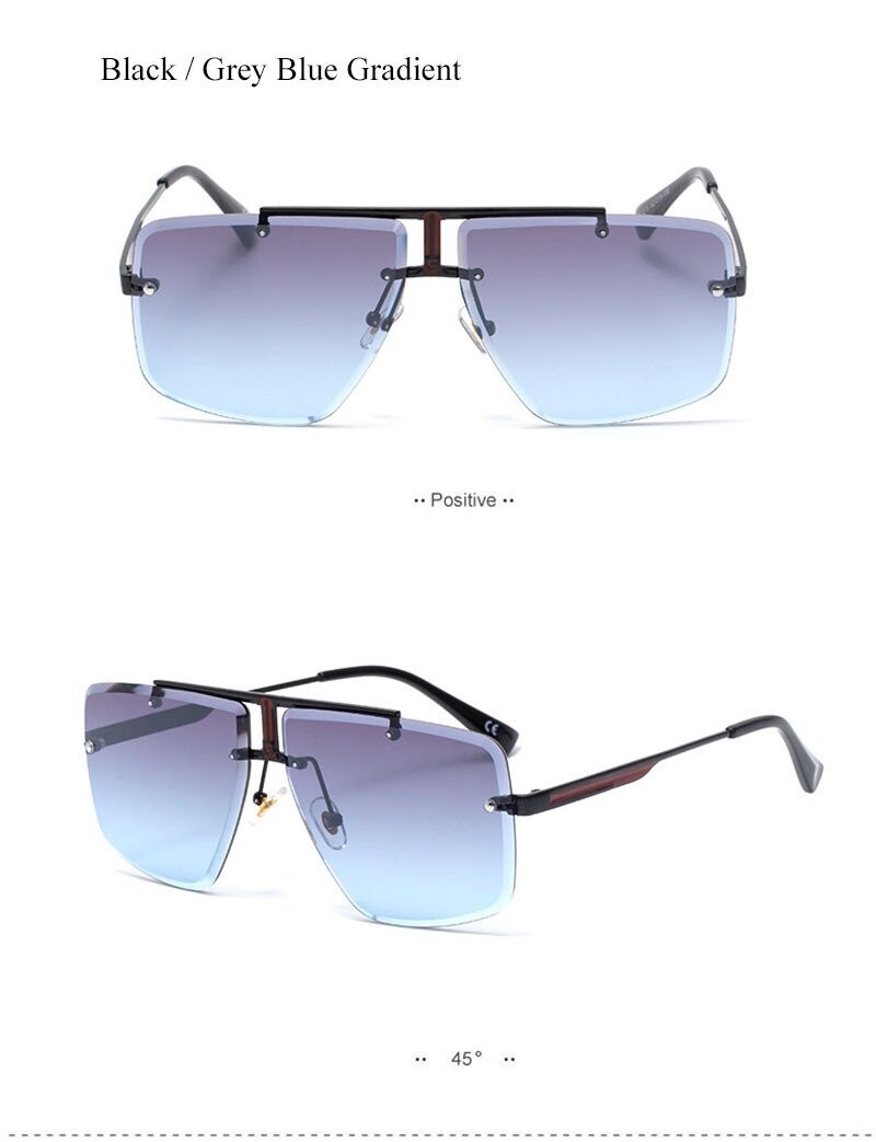The Heights - Fashion Rimless Sunglasses for Men The Heights - Fashion Rimless Sunglasses for Men, Color: Gray Blue