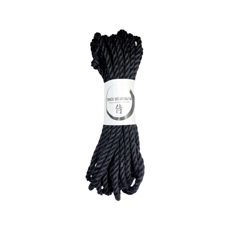 Corde Shibari jute bio 100%, Noire, 6mm x 8m, 6mm x 10m, prête à l'emploi