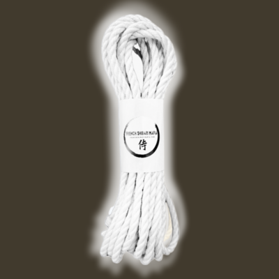 Corde Shibari - Bondage en Jute 6mm/8m et 10m “Bright Samouraï" - Blanche Fluo Luminescente à La Lumière Noire