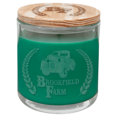 14oz candle glass w/woodena lid