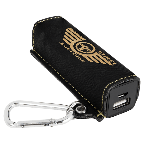 Leatherette power bank with usb