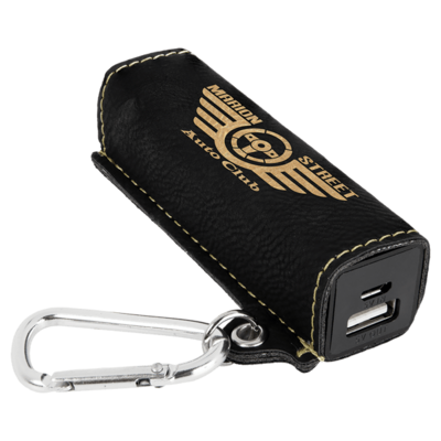 Leatherette power bank with usb