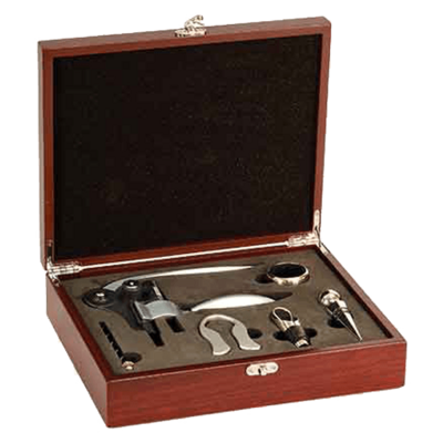 Rosewood finished 5pc wine tool set