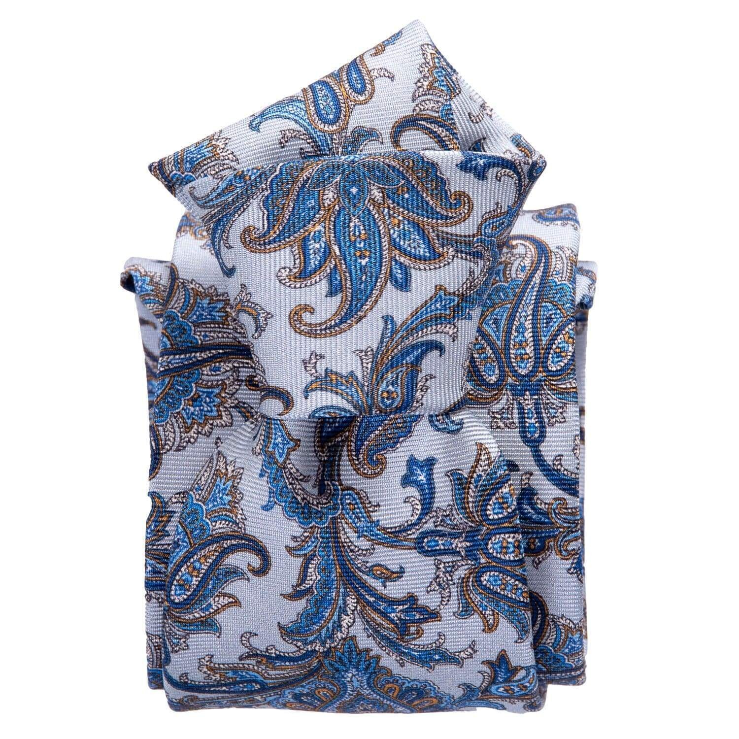 Firenze - Bedruckte Seidenkrawatte - Blau