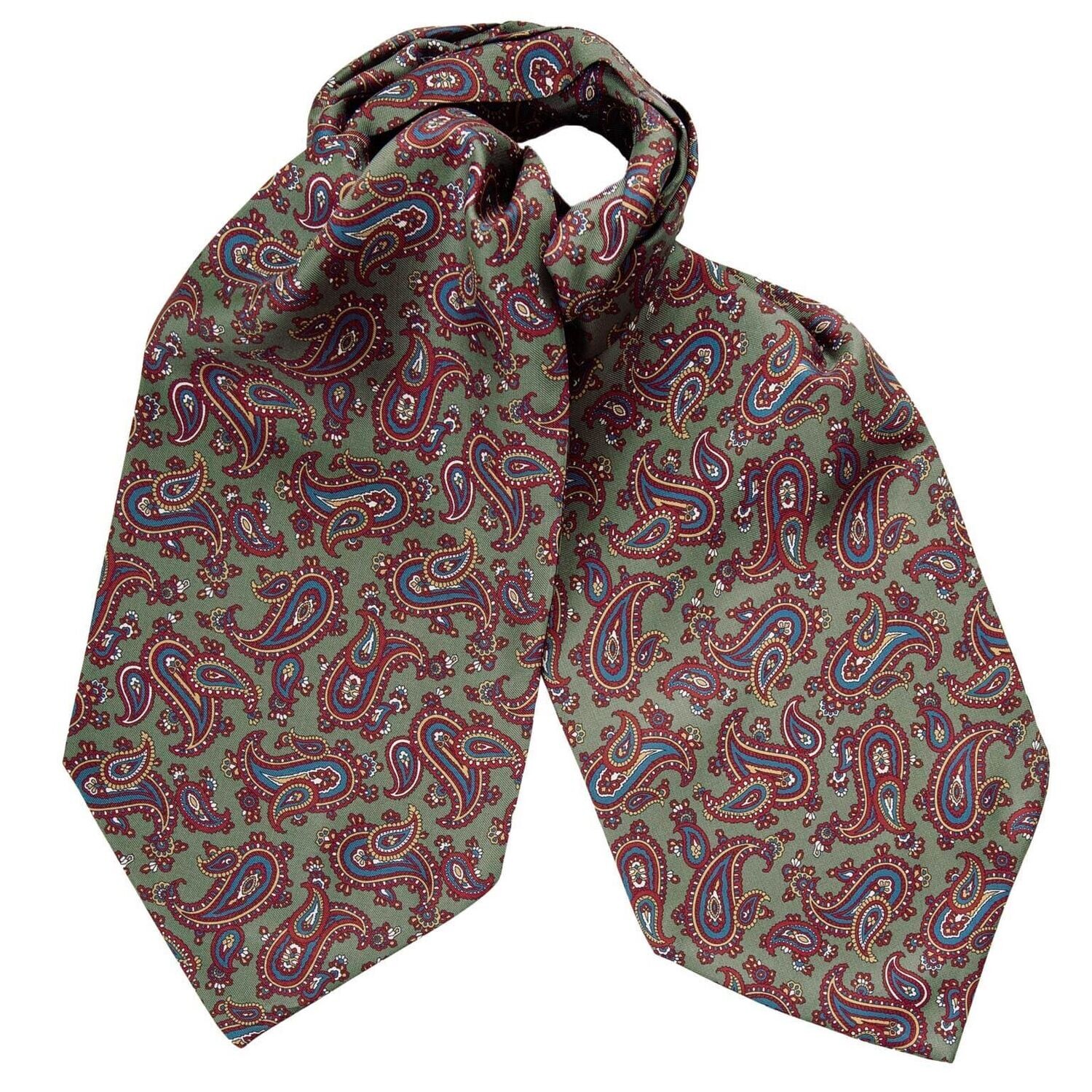 Marsala - Ascot Krawattenschal aus Seide - Grün