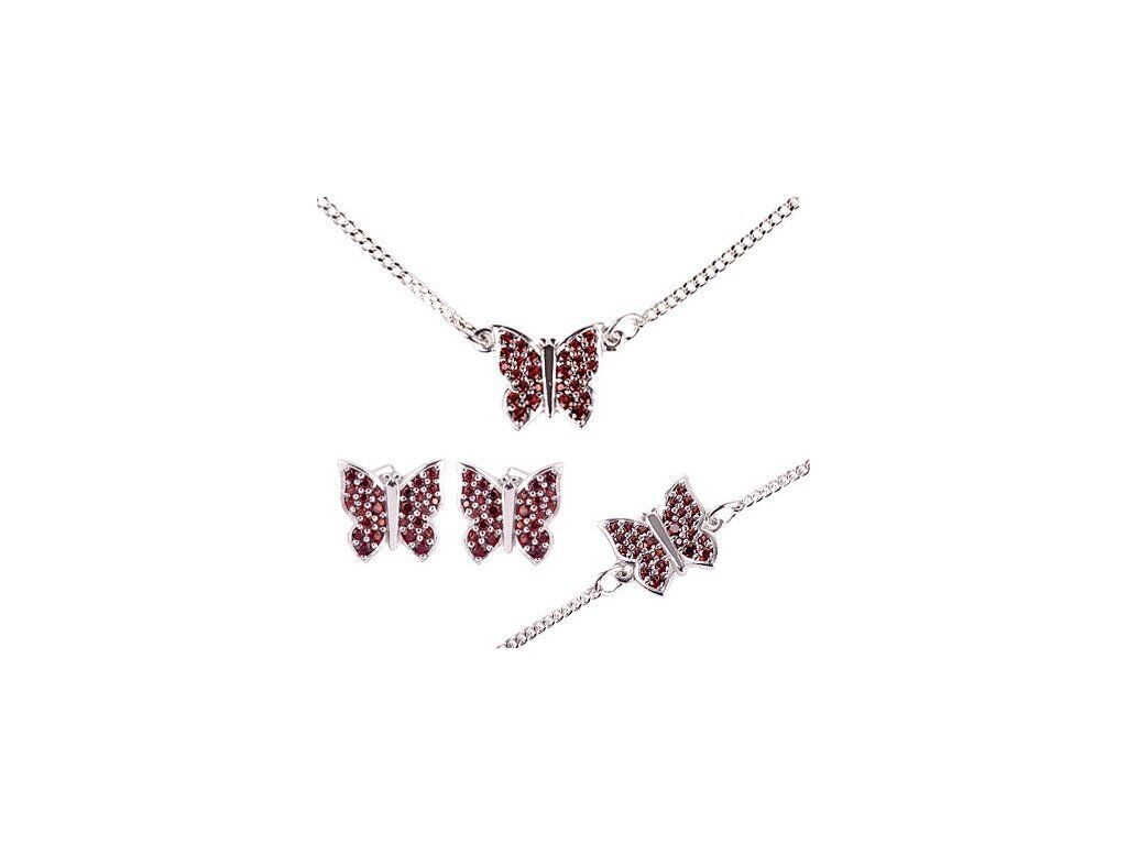 Schmetterlinge Set -  böhmischer Granat
