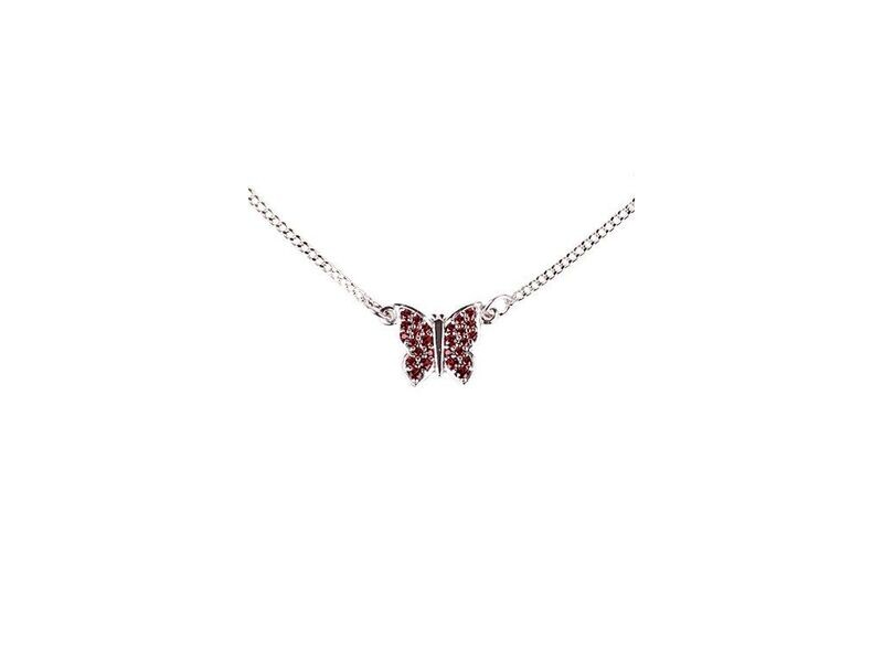 Kette mit Anhänger Schmetterlinge - böhmischer Granat