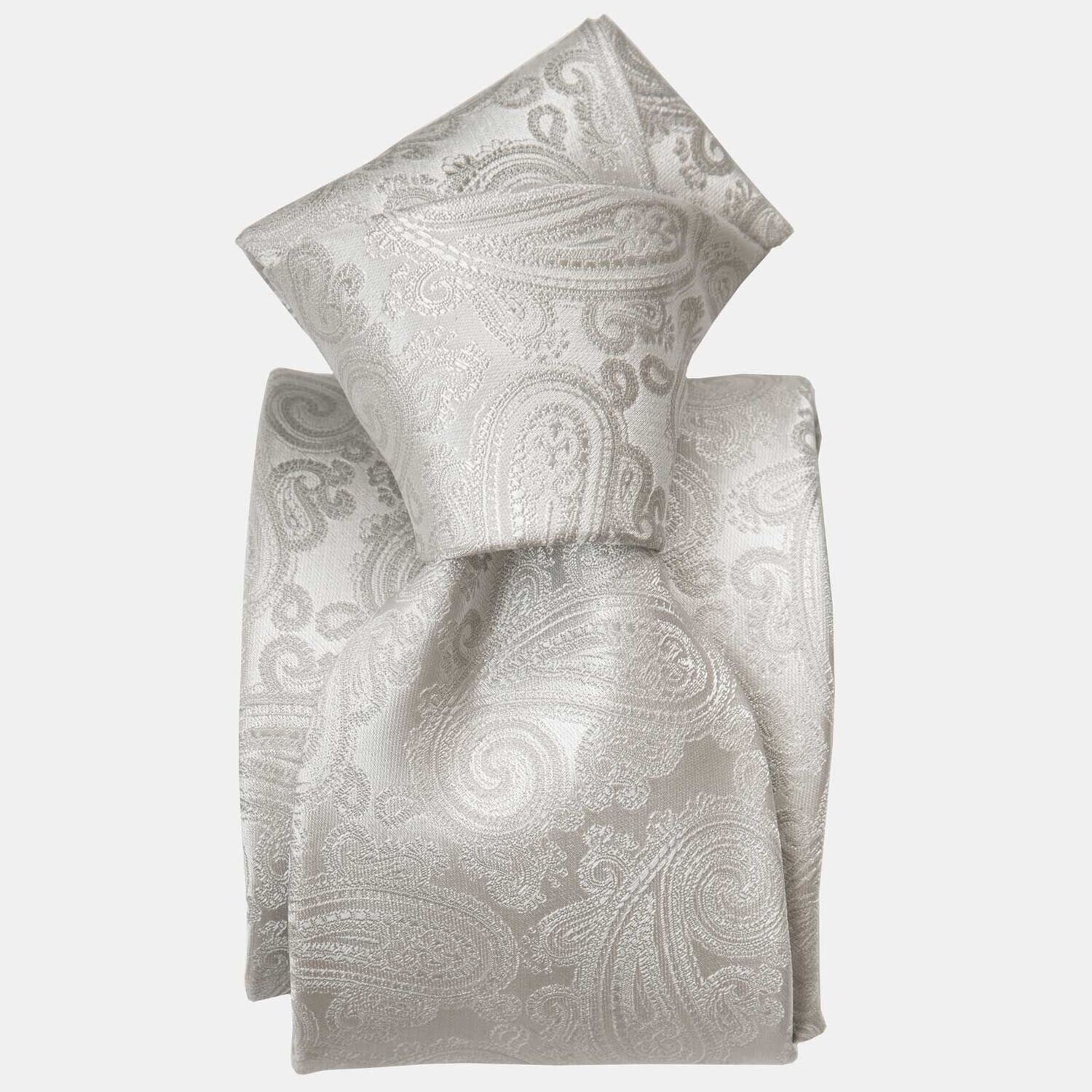Soave - Seiden-Jacquard Krawatte Silberperlen
