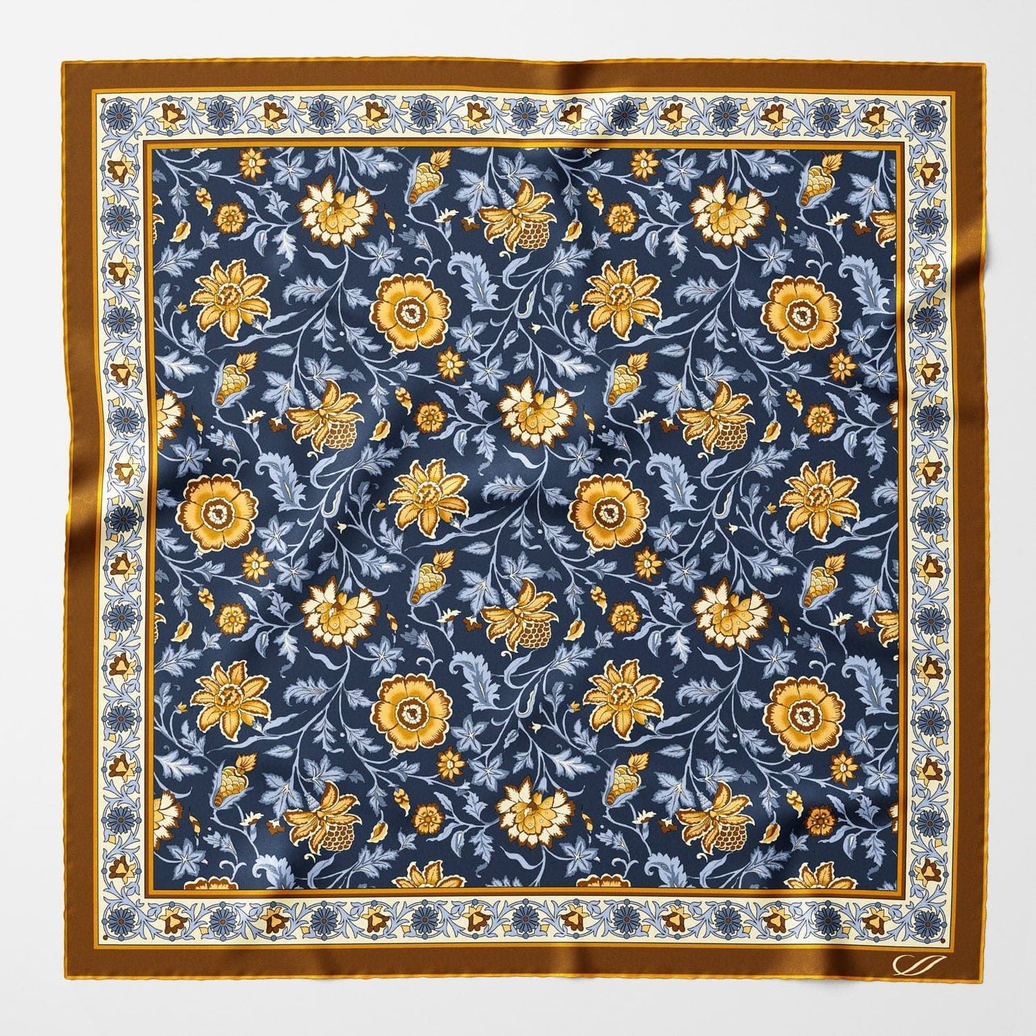 Carrara Seidenhalstuch Navy & Senf